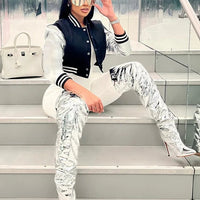 Kliou Letter Shape Patchwork Coats Women Casual Classic Panelled Long Sleeve Single Breasted Croped Jacket Female Street Outwear