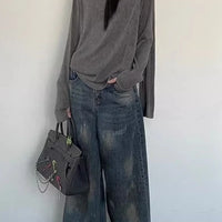 2000s Korean Fashion Slim Batwing Sleeve Autumn Sweaters Y2k Pure Color Subculture Casual Long Sleeve Pullovers Sweaters Chic