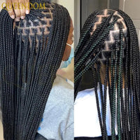 Synthetic 36 Inch Cornrow Braided Wigs for Black Women Full Lace Braids Wig Natural Black Knotless Box Wig Faux Locs Wig