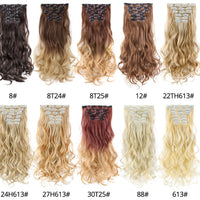 Alileader Synthetic Hair 16 Clip In Hair Extension Clip For Women 6Pcs/Set Hair Extension Clip In Ombre Fake Hairpiece Long Wavy