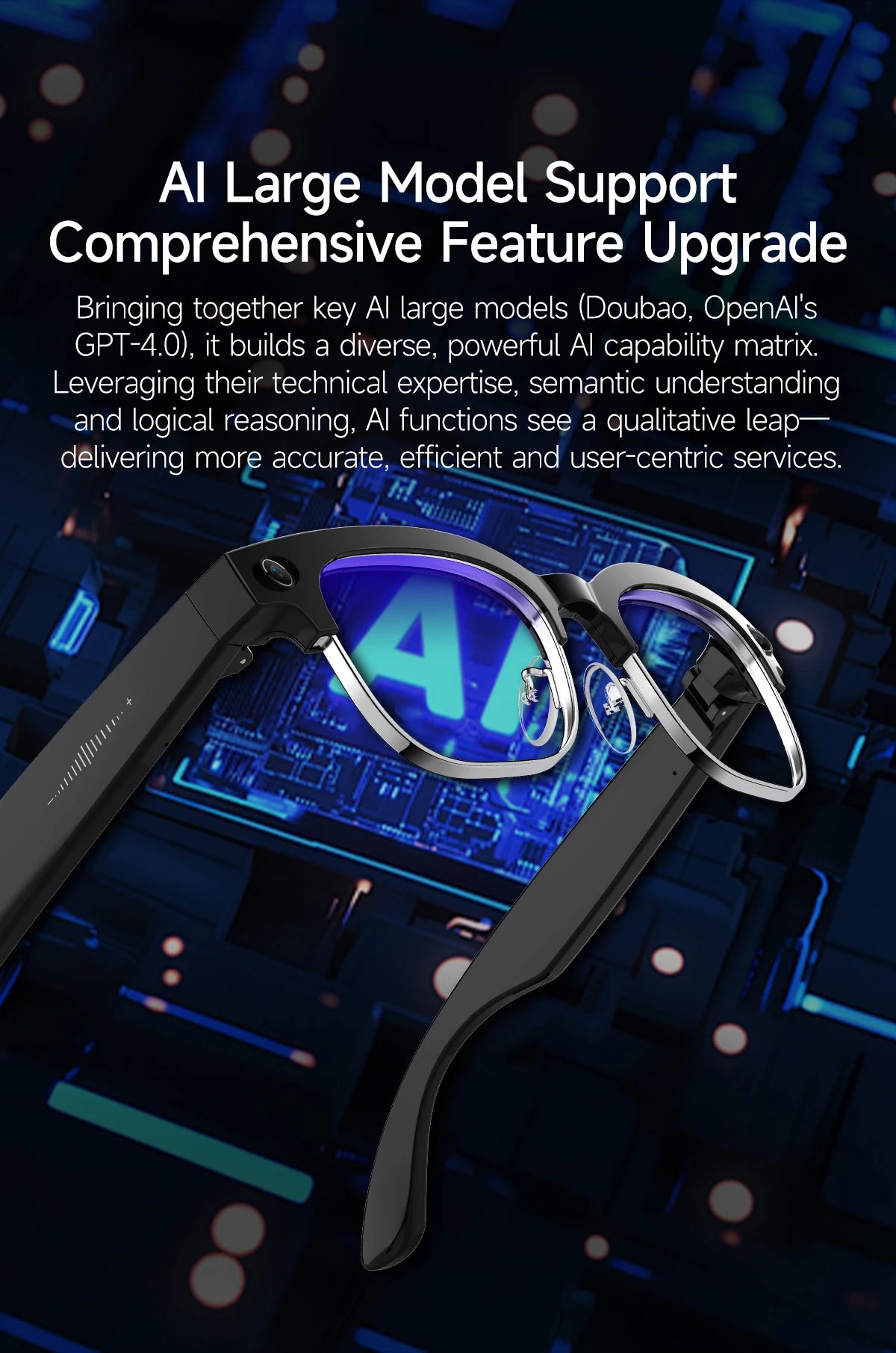 Smart AI Translation Smart Glasses Take Photos Recognizing Objects 4K Camera Bluetooth Music Call Intelligent Recording Glasses