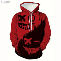 New autumn men's fashionable smiling face design printed soft and comfortable hooded sweatshirt outdoor streetwear