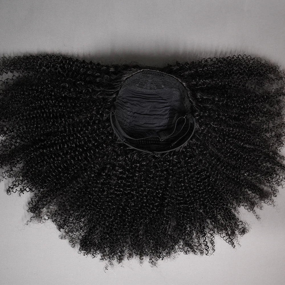 Beginner Friendly 3 In 1 Half Wig Human Hair Kinky Curly Coily Half Wig Invisible Drawstring Glueless Curly Flip Over Wig 180%