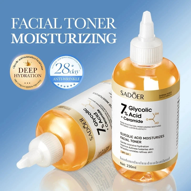 SADOER Glycolic Acid Toner Face Serum Facial Skincare Moisturizing Facial Toner Anti-aging Anti Wrinkles Face Essence Skin Care