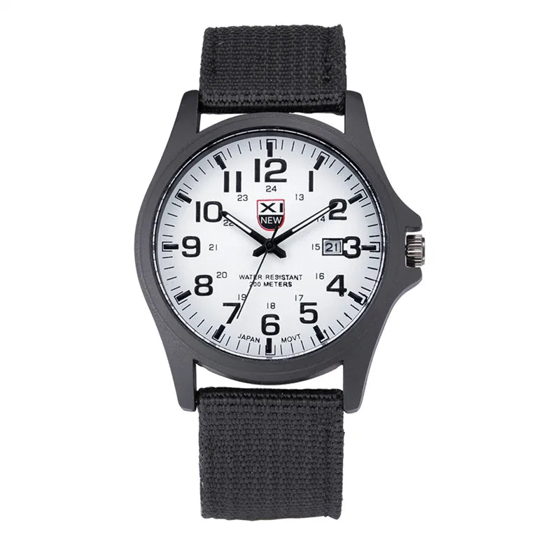 Men Genuine XINEW Brand Watches Students Fashion Casual Nylon Band Sports Army Gifts Date Quartz Wrist Watch Black Montre Homme