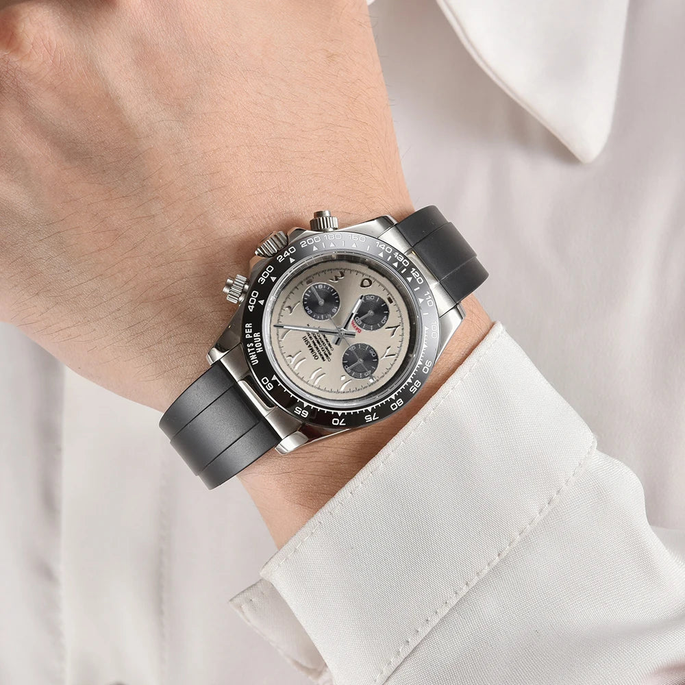 39.3mm VK63 Men's watch Arabian Dial customized Men's watch Luxury Quartz watch man VK63 Sport Chronograph Sapphire Glass watch