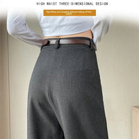 High Waist Slim Fit Straight Leg Suit Pants Wide Leg Casual Trousers Women's Autumn New Arrival Red Color Business Office Wear