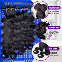 30 40 Inch Body Wave 100% Human Hair Bundles Virgin Hair Water Wave Bundles Double Weft Raw Hair Extensions Weaving Tissage 16A