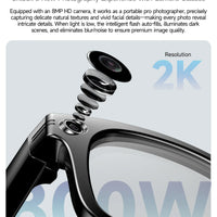 Smart Glasses 8 Million Pixels Recording Videos AI Photo Recognition Answer Translation 270mAh IP65 Waterproof Bluetooth Glasses