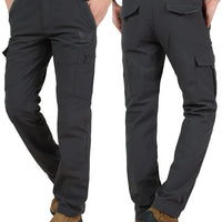 Men's Winter Fleece Tactical Pants Warm Cargo Pant Hunting SoftShell Work Trousers Shark Skin Thick Warm Waterproof Pants M-4XL