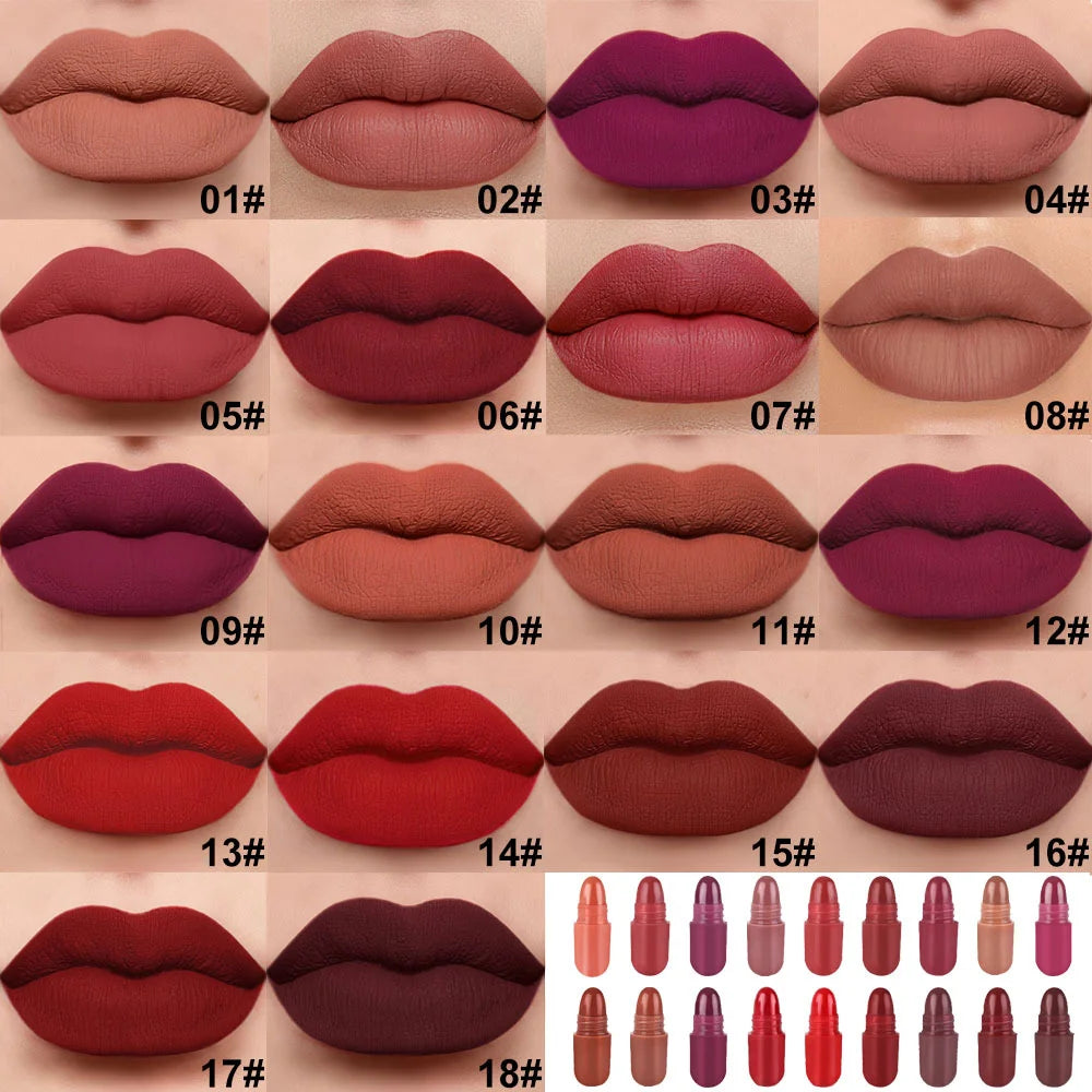 18 color lipstick with moisturizing, long-lasting, waterproof, sweat resistant, radiant, and smooth lip gloss