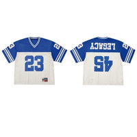 European and American Men's and Women's Football Enthusiasts Fashionable V-neck Short Sleeved T-shirt Retro Rugby Football Tops