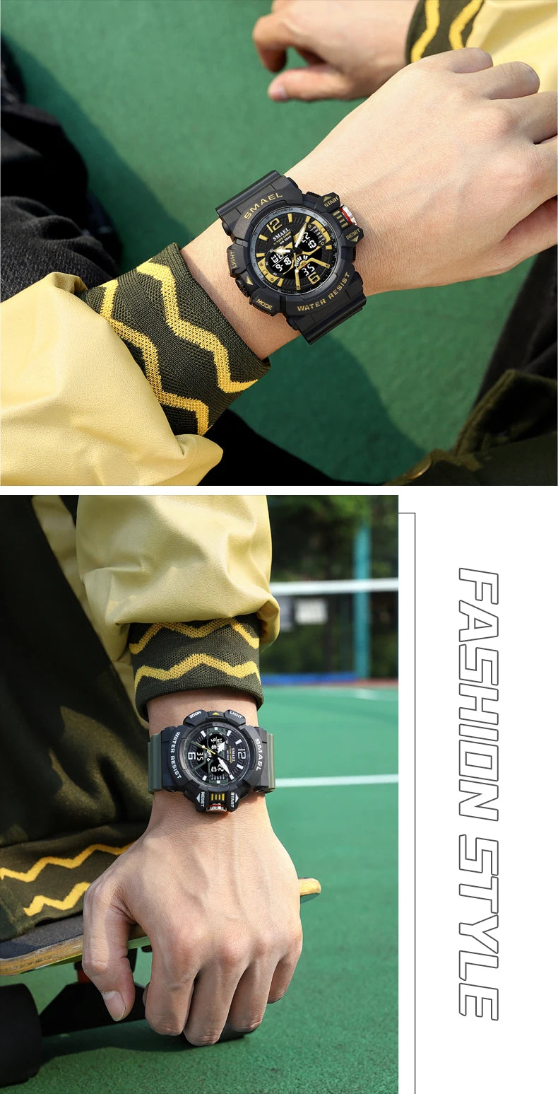 SMAEL Sport Watch for Men Waterproof Wristwatches Student Dual Display Digital Multi-function Stopwatch Clocks 8065 Male Watches