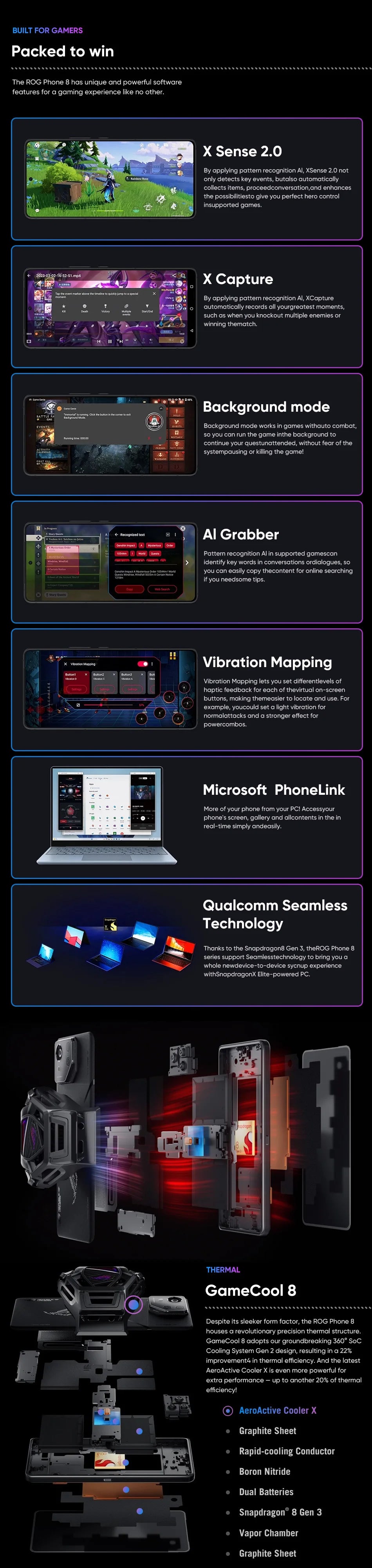 ROG Phone 8 5G Gaming Smartphone Snapdragon 8 Gen 3 AMOLED 165Hz ASUS Android Mobile for Gamers