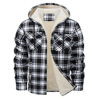 Thick Warm Flannel Hooded Jacket Mens Sherpa Fleece Lined Winter Coats Button Down Fashion Casual Plaid Shirt Jacket With Pocket