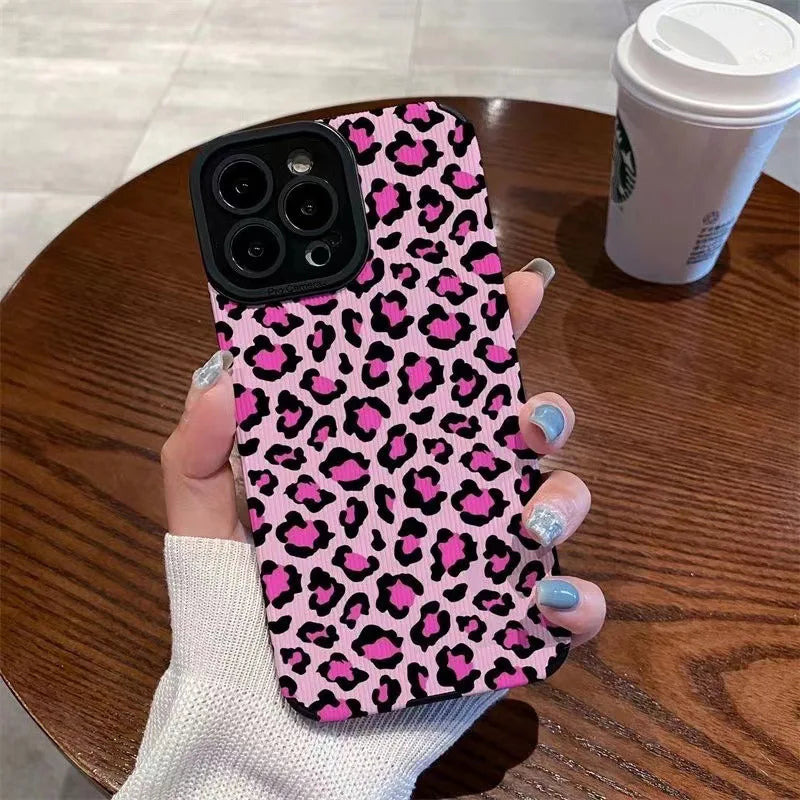 Fashion Soft Phone Cases For iPhone 13 12 MINI 11 14 15 16 Pro Max XS Max XR 7 8 Plus Leopard Pattern Silicone Case Back Cover