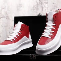 brand designer men boots red white cow leather shoes handsome flats shoe platform boot ankle botas masculinas chaussures homme