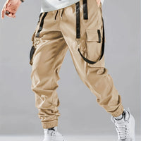 Fashion Men's Casual Techwear Drawstring Multi Flap Pockets Cargo Pants Hip hop Joggers Pant