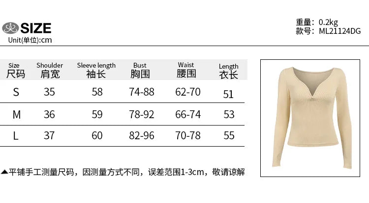 Women Sexy V Neck Solid Color Skinny Long Sleeve T Shirt Blouse Top Knitwear Elegant Casual High Street Club Party Harajuku High