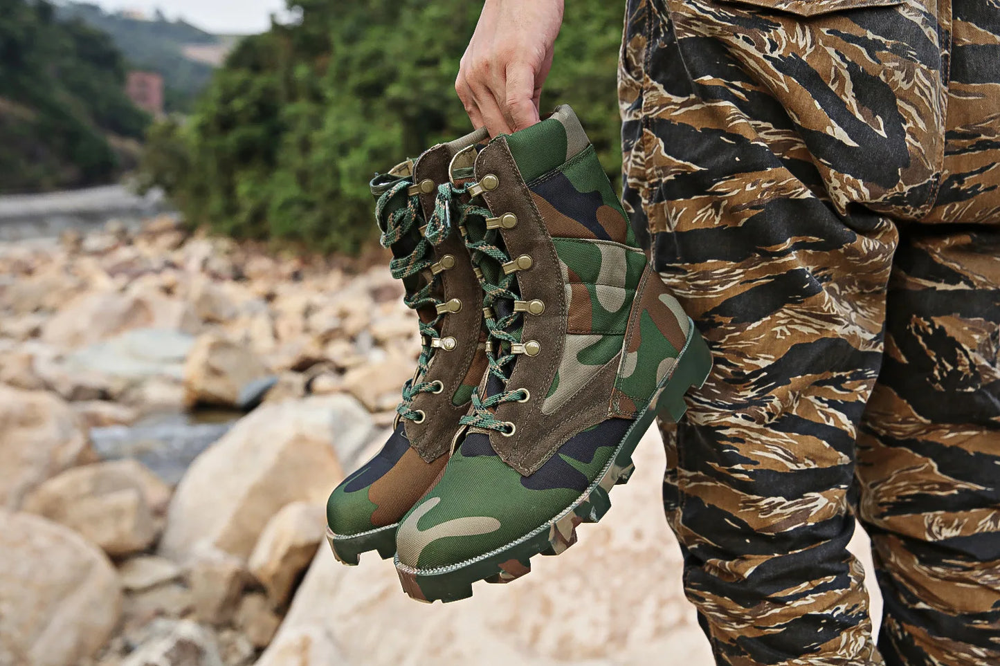 37-48 Training Boots Outdoor Hiking Climbing Shoes Green High Top Desert Boots Work Security Shoes