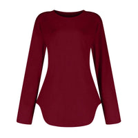 Traf 2024 Mujer Womens Long Sleeve Round Neck Shirts Side Split Basic Loose Tunic Tops Casual Shirts Ropa De Mujer Fashion