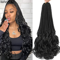 14 18 24 Inch French Curl Box Braids Crochet Hair Ombre Brown to Blonde Prelooped Synthetic French Curls Braiding Hair for Women