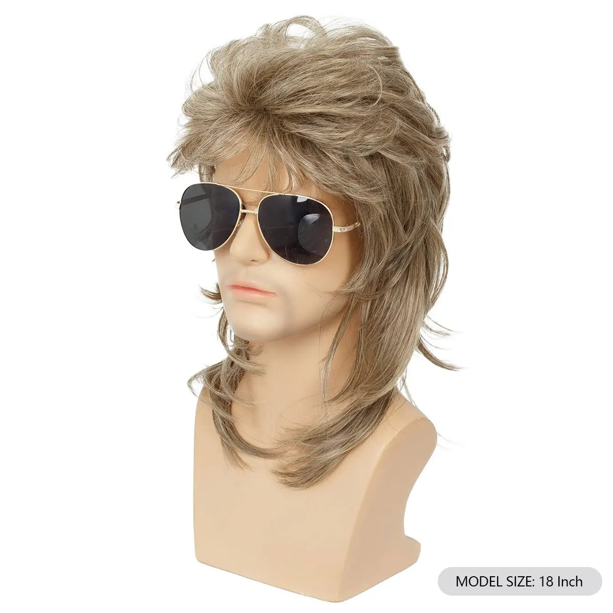 Mullet Wigs for Men Synthetic 70s 80s Costumes Mens Black Fancy Party Accessory Cosplay Hair Wig