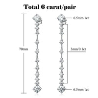 FEOBUR 3/6cttw Full Moissanite Drop Earrings for Women 925 Sterling Silver Lab Diamond Long Earring Bridal Wedding Jewelry GRA