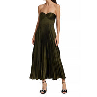 Backless Solid Color Zipper Women's Banquet Occasion Slim Fit Dress Host Program Strapless Pleated Long Dresses 2025 New Summer