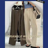High Waist Draped Suit Pants for plus Size Women Spring Autumn Design Sensation Floor Length Casual Straight Wide Leg Long Pants