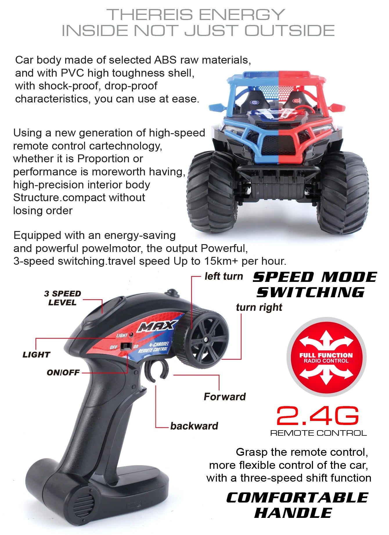 RC Car for Kids, 4WD Buggy Alloy, High Horsepower, Climbing, Rechargeable, Drop Resistant, Toys for Boys, Racing