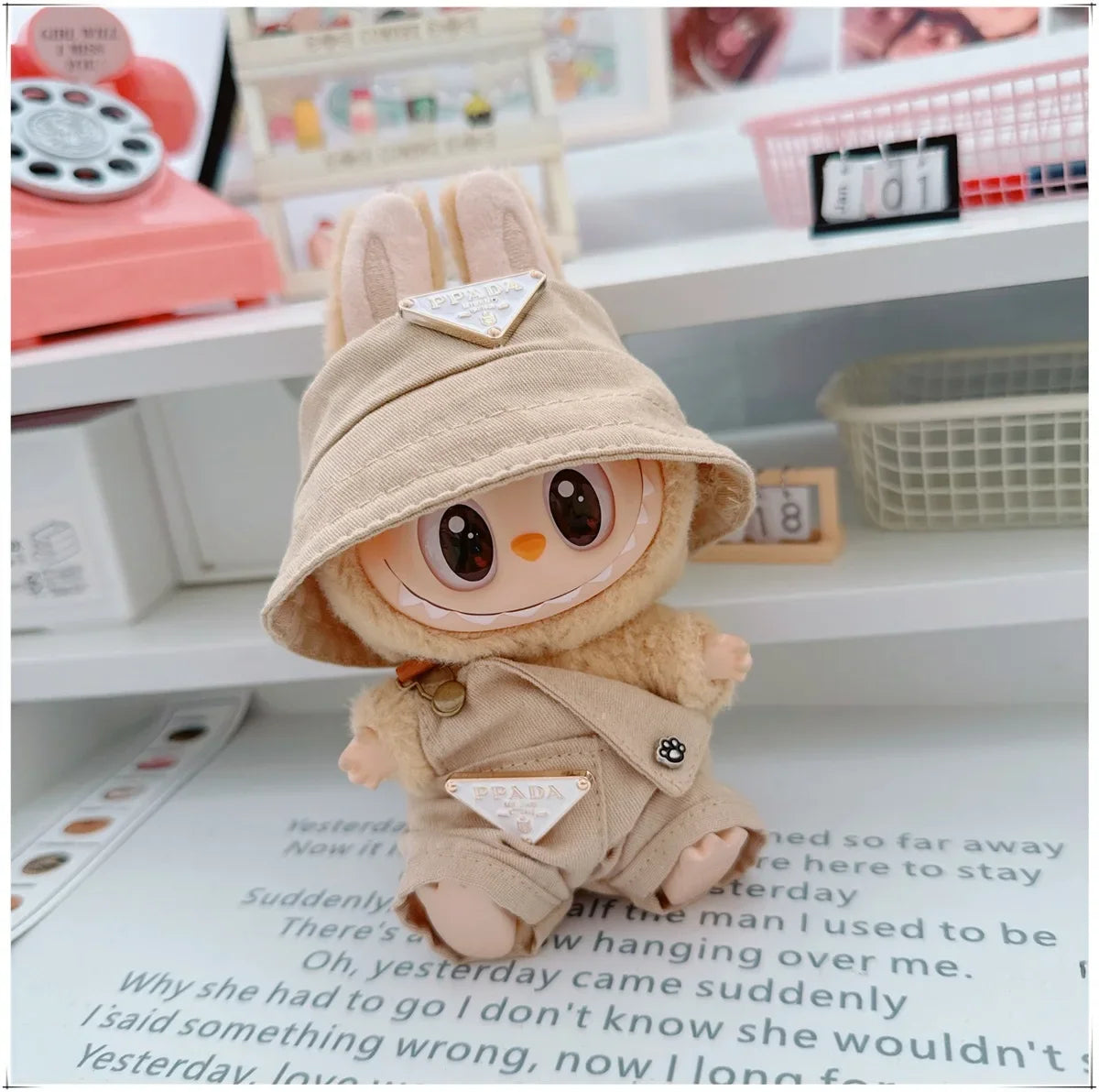 Para 15-17cm Labubu V1 V2 Idol muñeca traje sombrero monos ropa regalo Mini ropa de muñeca de peluche accesorios de atuendo
