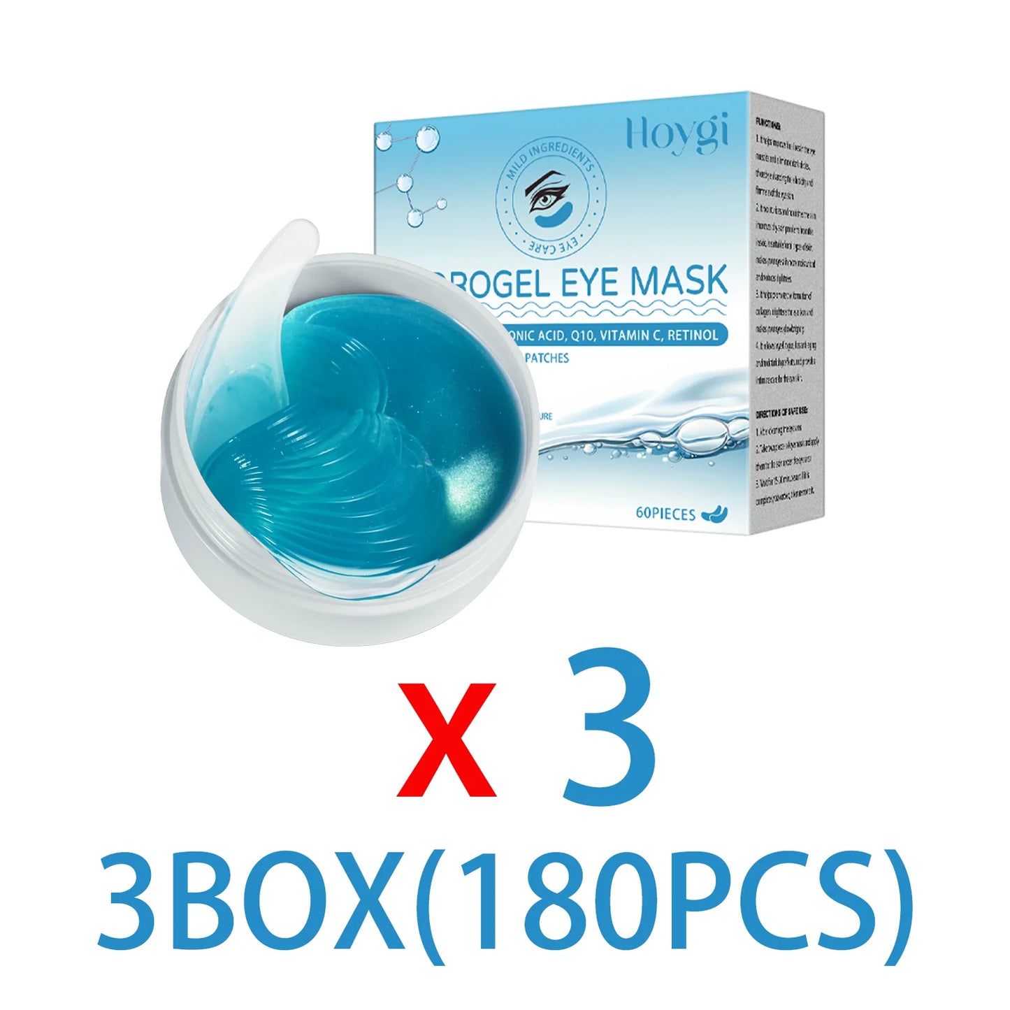 Eye Patches Dark Circles Puffiness with Hydrating Gel Technology Soothing Fine Lines Care for Sensitive Dry Skin Women 60 Pcs