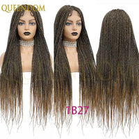 Synthetic 36 Inch Cornrow Braided Wigs for Black Women Full Lace Braids Wig Natural Black Knotless Box Wig Faux Locs Wig