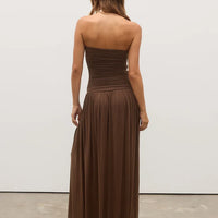 Mozision Off-shoulder Strapless Pleated Sexy Maxi Dress Women Fashion Backless Sleeveless High Waist Ruched Long Dress Elegant