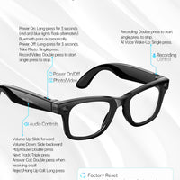 AI Smart Glasses 5 Million Pixels Recording Videos Photo Recognition Answer Translation 290mAh IP66 Waterproof Bluetooth Glasses