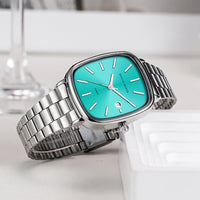 Japanese Movement Square Fashion Stainless Steel Strap Original Business Style Silver Black Waterproof 3Bar Quartz Watch for Men