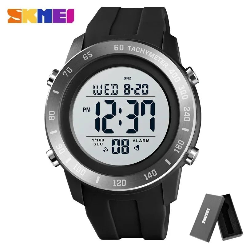 SKMEI 1524  2 Time LED Digital Wristwatches Mens Waterproof Chrono Count Down Male Hour montre homme Big Dial Sport Men Watch