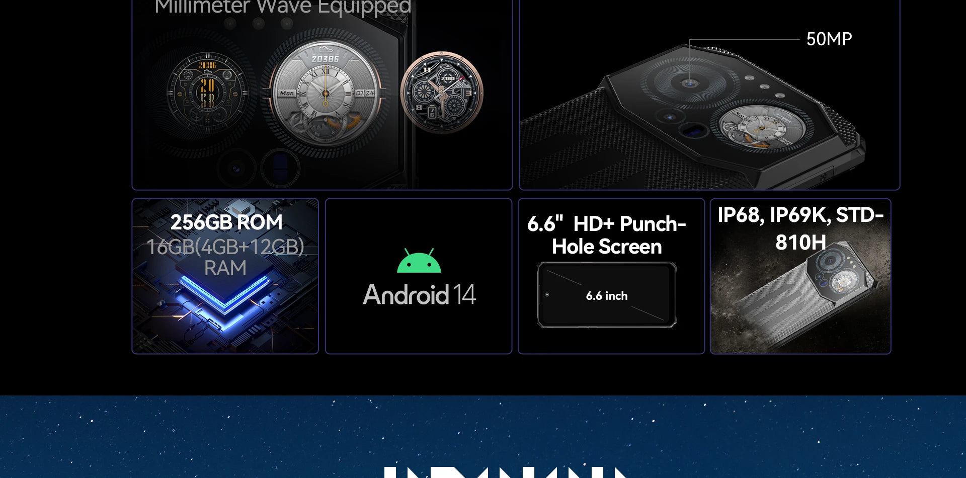 IIIF150 B3C Rugged Smartphone Dual Display 16GB 256GB 50MP Camera 10800mAh Android 14 Ultra-Thin Rugged Phone Global Version