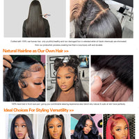 180 Density Straight Glueless Wigs Human Hair Lace Wig 13x4 Lace Front Human Hair Wig 4C Kinky Edges Hairline Wigs For Women