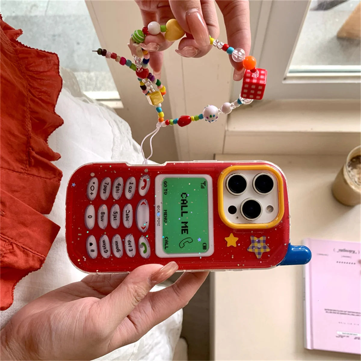 Funny 3D Mobile Phone Case For iPhone 16 Pro 15 14 13 Pro Max Protective Cover Fashion Cute Cases with Chain Funda