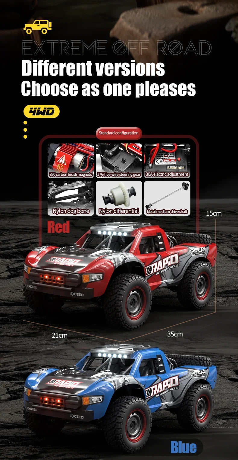 Rc Car Off Road 4x4 50km/h Or 75km/h High Speed Brushless Motor Monster Truck 1/16 Desert/Snow Racing Drift Cars Toys For Boys