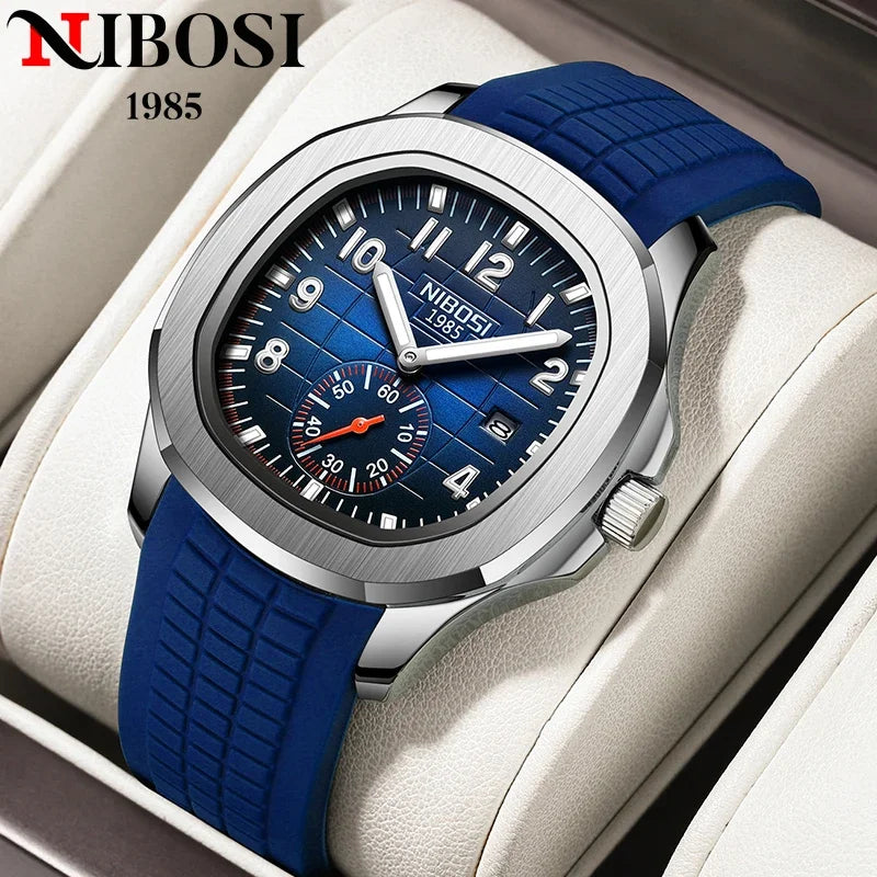NIBOSI Brand Luxury Mens Watch Waterproof Luminous Digital Design Quartz Watch Casual Belt Date Watches For Men reloj hombre