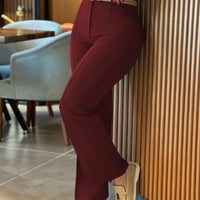 Women's Pants Spring Autumn High Waist Straight Leg Work Pants New Fashion  Solid Long Pants Slim Fit Elegant Pants Female