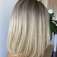 Synthetic Wig Hair Highlight Ash Blonde Straight Bob For Woman Lace Front Wig Bang Brazilian Hair Short Bob Wig