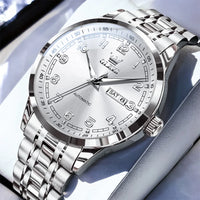 OLEVS Men Watches 7077 Luxury Fashion Top Brand Original Automatic Mechanical Watch for Man Double Scale Simple Trend Waterproof