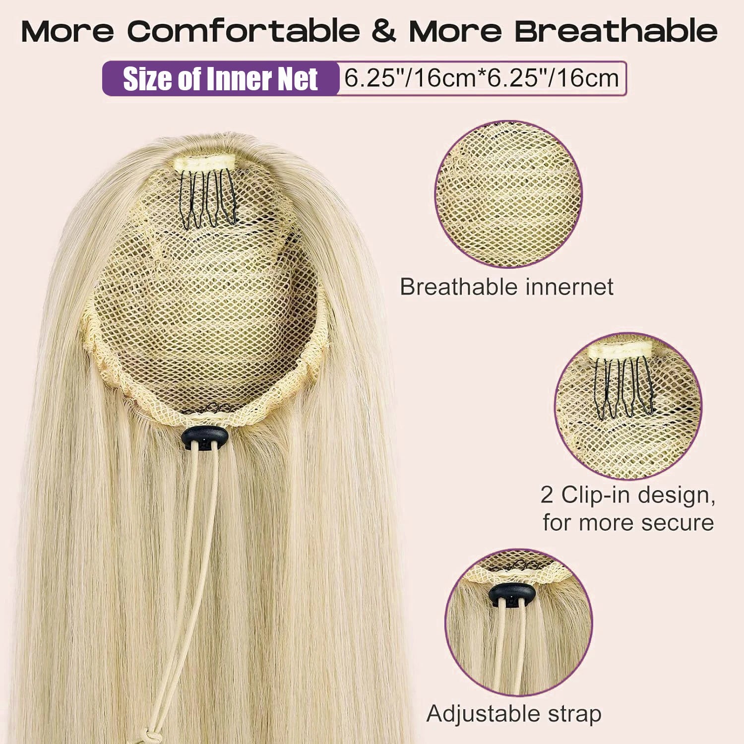 Drawstring Ponytail Extension Straight P8/613 Golden Brown Mix Blonde Clip In Ponytail Hair Extensions Hairpieces For Women Girl
