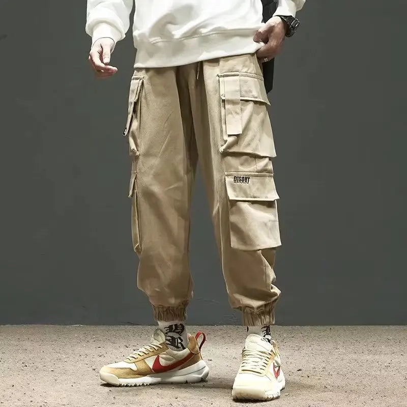 Classic Design Multi Pocket Cargo Pants, Men's Casual Loose Fit Drawstring Cargo Pants/Joggers For Spring Summer Outdoor