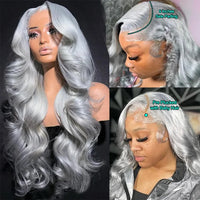 HD Silver Grey 13x6 Lace Frontal Wig 100% Vietnamese Body Wave Wigs Virgin Hair Gray Lace Front Human Hair Wis For Women On Sale