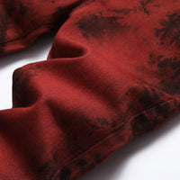 Denim Pencil Pants Men Streetwear Distressed Washed Tie Dyed Jeans Mid Waist Pockets Vintage Straight Ankle Length Trousers